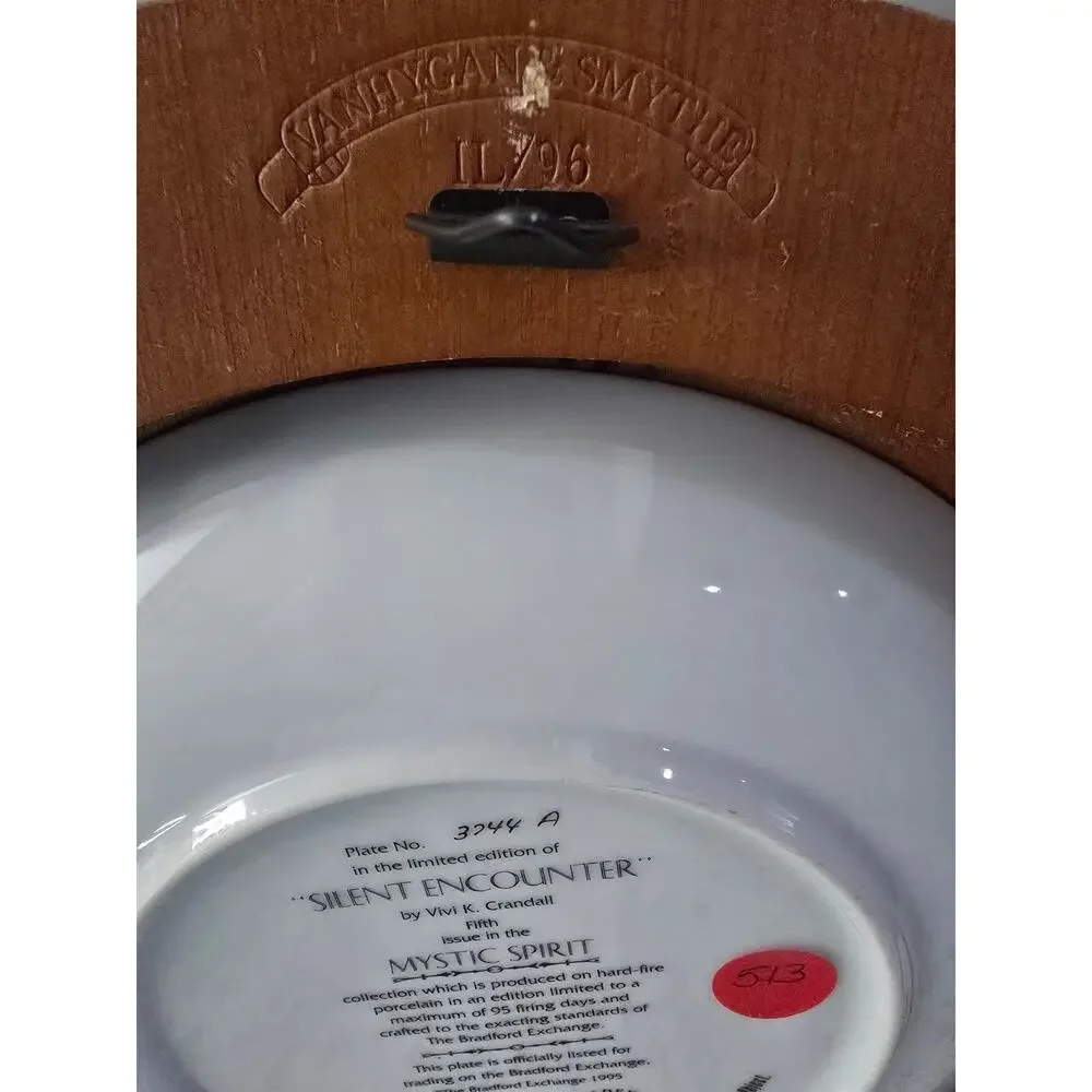 Vintage 1995 Bradford Exchange Mystic Spirit “Silent Encounter”Wolf Plate Framed